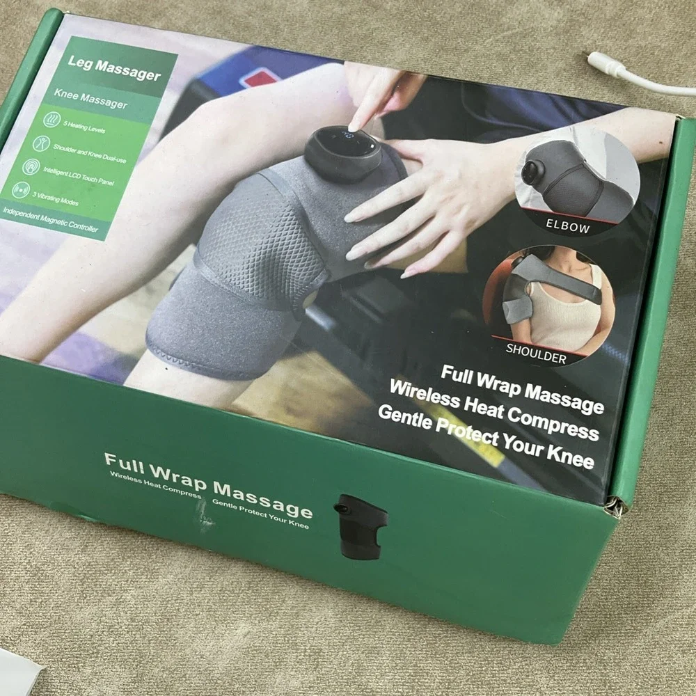 Heated Knee Wrap Massager Rechargeable Cordless Vibration Heat Shoulder Elbow